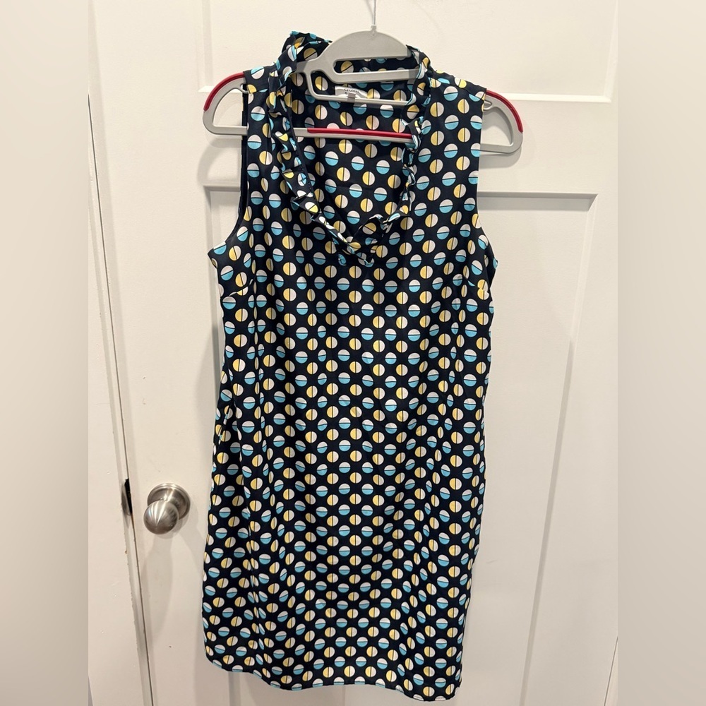 Crown & Ivy Navy Geometric Sleeveless Shift Dress Size 10